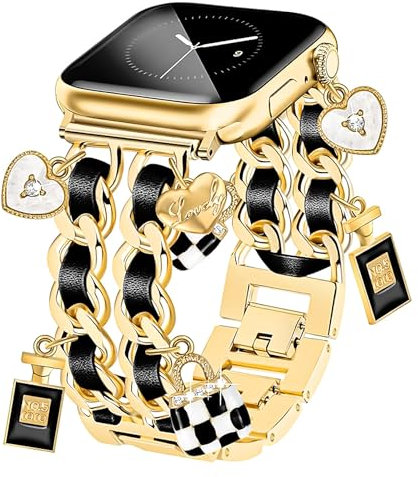 HAYONLIY Correa de metal compatible con Apple Watch Strap 38 mm, 40 mm, 41 mm, 42 mm, 44 mm, 45 mm, repuesto para iWatch Series 9/8/7/6/5/4/3/2/1/SE/Ultra para mujeres