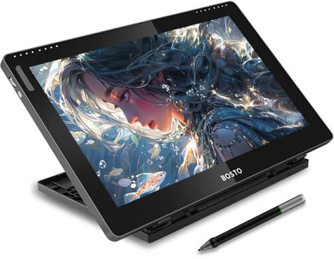 Hanzete 16HD 15.6 Inch IPS Graphics Drawing Tablet Display Monitor 1920 * 1080 High Resolution 16K Pressure Level with Rechargeable Stylus Pen/ 20pcs Pen Nips/ 16GB USB Disk/Glove/Cleaning Cloth/