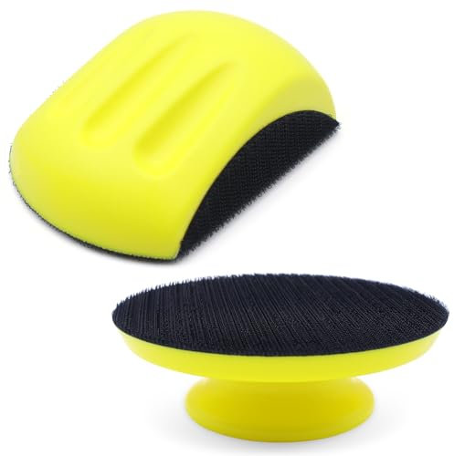 WYFXY® 2 pezzi blocchi abrasivi in velcro, levigatrice manuale da 5 pollici con gancio, blocco a forma di topo e rotondo per mole lucidanti, fai da te, lavorazione del legno, auto