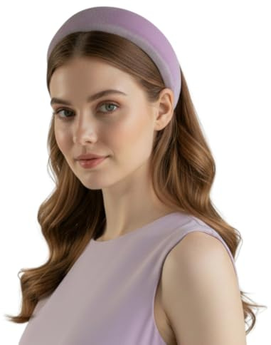 Velvet Headband for Women's Skincare and Beauty Routine, with Organza Case (Lilac, Hairband, model 2)