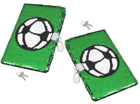 2st Fußball-notizbuch Pailletten Tagebuch Geheimes Notizbuch Kindertagebuch Mit Schloss Notizbuch Mit Pailletten Wende-notizbuch Mit Flip-pailletten Fußballtagebücher Papier Green SHOWERORO