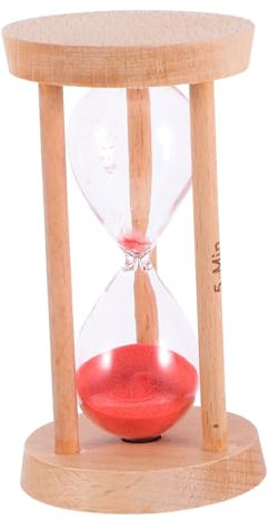 MAGICLULU 5 Sablier Mini Minuteur De Classe Minuterie Timer De Chronomètres De Bureau Horloge De Montre De Sable Mini Horloge De Sable en Bois Rouge