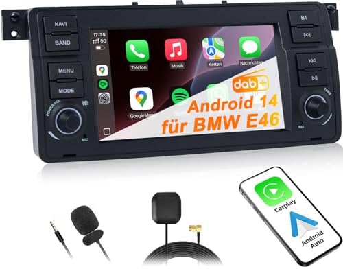 TOUTBIEN 2 DIN Autoradio mit Bildschirm für BMW E46 Sedan Touring Coupé Convertible M3 Compact Rover 75 MG ZT mit CarPlay, Android Auto, 7 Zoll, Lenkrad Strg, DAB+, EQ, Mirrorlink, Navi