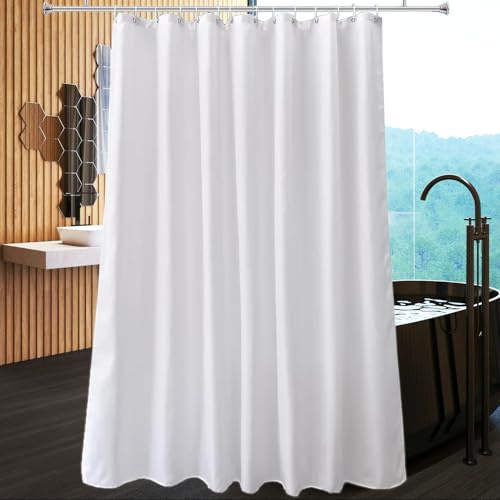 hzkais White Shower Curtain, Mould Proof and Mildew Resistant Washable Bathroom Curtains, Shower Curtain for Bathroom, Bath Curtains with Hooks, 180 x 180 cm (71 x 71 Inch)