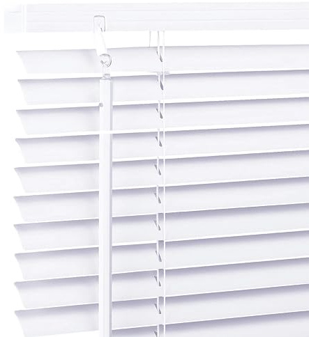 Ev Dekor PVC Venetian Blinds for Windows Treatment Shutters 25mm Slats Complete Child Safe Fittings Long Drop – Easy Fit Trimmable Window Venetian Blind White W120cm x L213cm