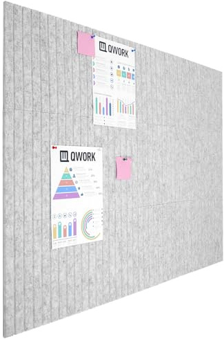 QWORK® 12 Stück Filz Pinnwand, mit 35 Stiften, Selbstklebend, 30 x 30 cm, für Büro, Küche, Schule