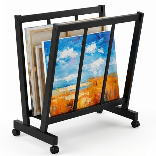 Generisch Présentoir à impressions | Organiseur de rangement à roulettes pour séchoir - Support à roulettes avec support pour affiches, meuble d'atelier pour galeries pour ranger des œuvres d'art et