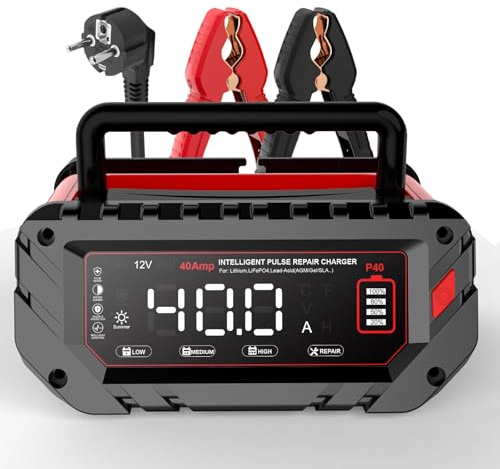 Haisito Caricabatterie Auto 40A 6V/12V/24V per AGM, LiFePO4 e Piombo-Acido