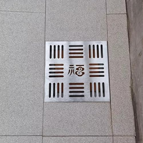 Cubierta de drenaje cuadrada a prueba de óxido con base de acero de 40 x 40 cm, rejilla de metal de repuesto para desagüe de tormenta, rejilla de alcantarillado para uso en exteriores