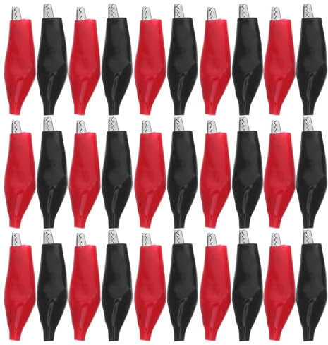 COLLBATH 48 Piezas Pinzas Cocodrilo Aisladas con Cubierta Protectora Clips Eléctricos Rojo y Negro para Pruebas y Proyectos DIY Aptas para Cables y Terminales Variados