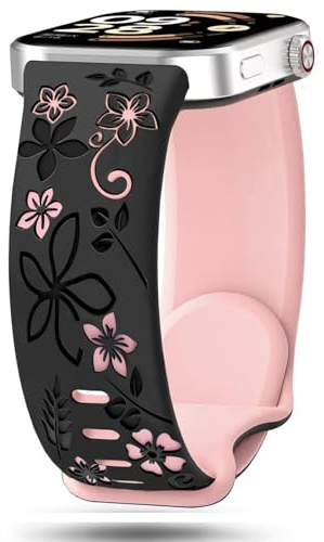 TUCOMO Silikon Armband kompatibel mit Xiaomi Redmi Watch 6/5/4, Niedliches Weiches Sport Ersatzarmbänder mit Blumenmuster für Xiaomi Mi Band 8 Pro/Mi Band 9 Pro Damen