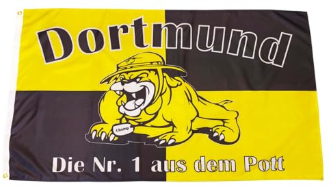Fahne Flagge Dortmund Bulldogge - Die Nr. 1 aus dem Pott - 90 x 150 cm