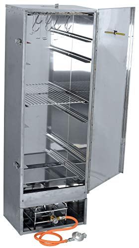 XXL Räucherofen/Räucherschrank aus Edelstahl – 1,2 m hoch, massiv & genietete Premium-Ausführung – Made in Germany - mit Gasbrenner und Elektro Set