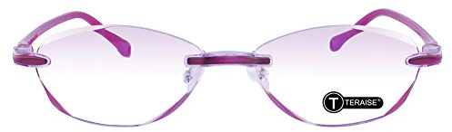 TERAISE Randlose Lesebrille Mode Diamant Cut Edge Design anti-blau Objektiv Brillenleser für Frauen(3.0x)