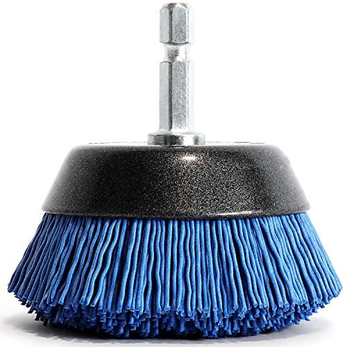 S&R Spazzola Abrasiva a Tazza per Trapano in Nylon MORBIDA per pulire e lucidare Legno Ferro Metalli Acciaio Fughe Piastrelle Pavimenti. Codolo esagonale 1/4 (6,35 mm)