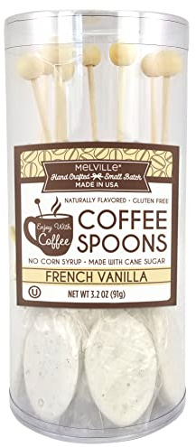 Melville Candy Gourmet Coffee Spoons - Naturally Flavored Stirrers for Beverages - Sweetened French Vanilla, 8 Count