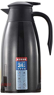 Isolierkanne Edelstahl Quick Tip Verschluss Kaffee Thermos Kaffee Plunger Soft Grip,Schwarz,2 L(24 Hours Insulation)