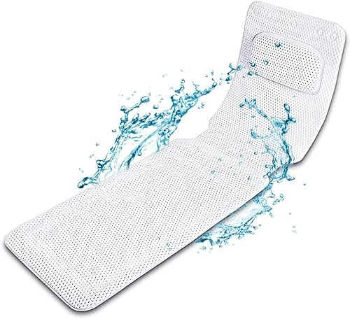 VIFERR Ganzkörper Badewannenmatte mit Kissen, Spa Badewannenkissen PVC Schwamm Gestepptes Matratze Badekissen mit Saugnäpfen für Badewannen Home Spa