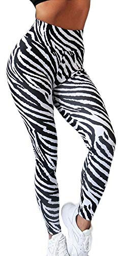 Cocila Damen Sport Leggings Zebra Gestreifter Druck Yoga-Hose Hohe Elastizität Sport Hosen Yoga Leggings Laufsportstrumpfhose