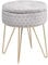 TMEE Velvet Ottoman Storage Stool Dressing Table Stool Footstool Seat Foot Rest 4 Golden Metal Legs with Non-slip Pad Children's Ottoman 34x42cm for Living Room Bedroom(Grey)