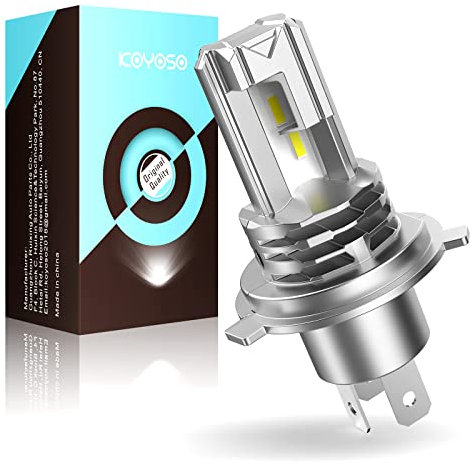 KOYOSO H4 LED 5000LM 25W Bombillas Compatible 12V Motocicleta Scooter Luz Alta y Luz Baja, Paquete de 1