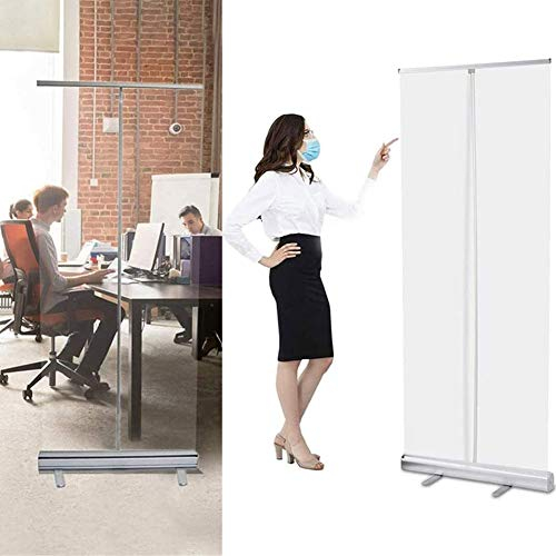 Spit Guard Sneeze Guard Suspended Cover, Spit Guard Roll-up Partition, Sneeze Guard with Transparent Foil, Stay Safe, Ideal for Workplaces, 31.4x78.7 Inches