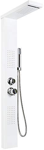 XUANYU Multifunktions Duschsystem aus Edelstahl Duschpaneel mit Handbrause Duschgarnitur mit 5 Wasseraustrittsmethoden (Höhe 130cm, Weiß)