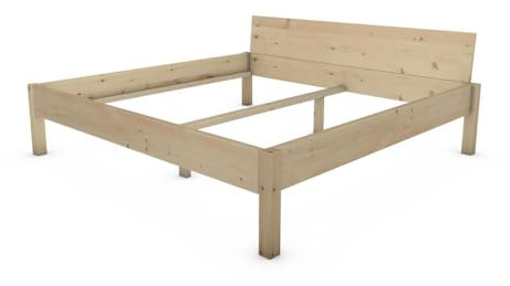 TUGA - Holztech Massivholzbett metallfreie geniale Steckverbindung Holzbett unbehandelt (200 x 200cm 48cm Höhe)
