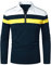 HOOD CREW Mens Casual Long Sleeve Polo Shirts Contrast Color Patchwork Cotton Tee Tops Navy