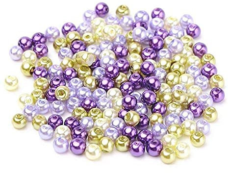 beadsvision 500 Glasperlen 6mm Glaswachsperlen rund bunt Mix Farbwahl Perlen zum auffädeln Schmuckherstellung (500 Glasperlen lavendelgarten Mix 3)