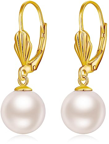 Perlenohrringe Gold Hängend Ohrringe Gold Damen 585 Vergoldet Ohrringe Hängend Perlenohrringe Silber
