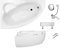 VBChome Badewanne 150x100 cm Acryl SET Schürze Siphon Wanne Ecke Eckbadewanne Weiß Design Modern Ablaufgarnitur Viega Simplex Wanne links Schürze Ablaufgarnitur Füße Griffe Kopfstütze