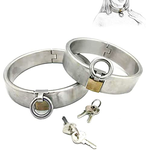 Guspiun Edelstahl Halsbänder SM Bondage Erotik Fetisch Halsfessel Halsreif Slave Collar mit Ring Paare Gay Sex Halsbänder Spielzeuge Kragen Sexspielzeug für Männer Frauen (Männer:13.5cm)