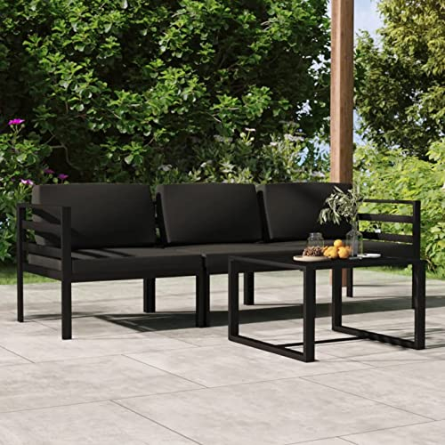 Festnight Balkon Sofa Aluminium Gartensofa 3 Sitzer mit Tisch Balkonmöbel für Keiner Balkon Balkonlounge Outdoor Sitzbank Garten Lounge Couch Loungemöbel Sitzgruppe Garten Gartenmöbel