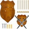 Wooden Sword Plaque Wall Mount Display Stand with Hardware Hanger, Brown