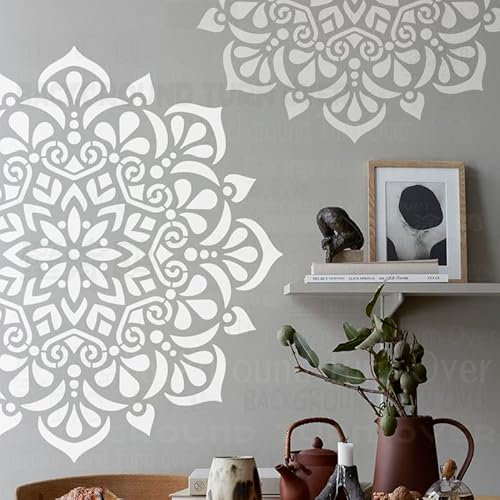 壁涂鸥 BackgroundTurnOver 80cm Round Flower Mandala Pochoir Grand Pour Les Murs Grand Modèle De Meubles De Décoration Revêtement De Sol Mural De Niche Cadres De Décoration De Carreaux