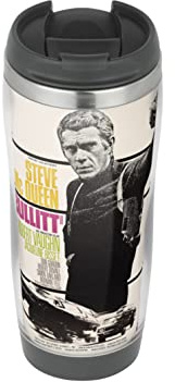 Profiles Steve McQueen Bullitt Poster - Travel Mug, Thermal Insulated Cup for Hot and Cold Beverages Drinks