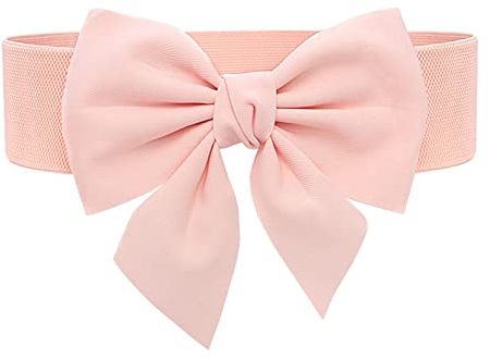 Tenorbass Damen Bowknot breite Gürtel, elastische Vintage große Schleife Gürtel für Kleider Mädchen niedlich Taille Gürtel für Weihnachten Party Adorable Dress Accessoire (rosa Taille Gürtel)