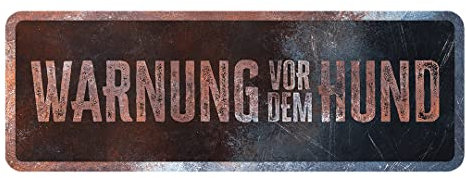 D&D Home, Warnschild Achtung vor dem Hund, 40 x 13 x 0,3 cm, deutsche Version, schwarzer Hintergrund, rostbeständiges Metallschild mit lustigem Text
