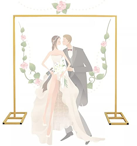 KADEUX 3×3m Große Hochzeitsbogen Für Dekoration Im Freien, Quadrat Gold Luftballon Bogen, Hochzeit Spalier Bogen Mit Basis, Ballonbogen Kit Für Blumen, Partydekoration, Weihnachtsdeko (Color : Gold,