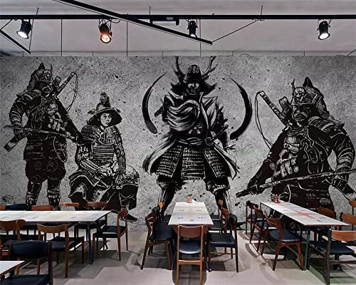 Papier Peint Mural 3D Personnalisé Samouraï Japonais Dessiné À La Main Vintage Papier Peint Adapté Au Salon Tv Papier Peint Canapé Fond Auto-Adhésif Mural Peler Et C 350 (largeur) x 256 (hauteur) cm