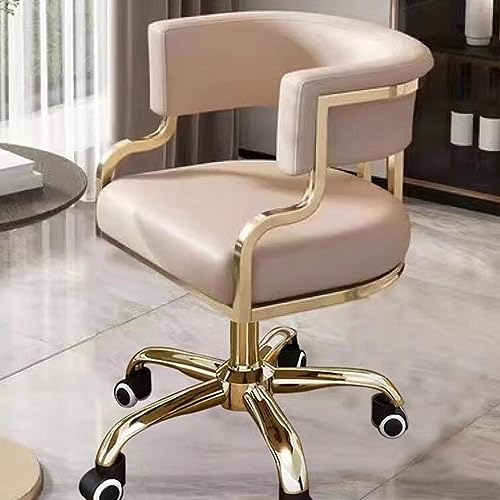 GIZNXBA Bürostuhl Ergonomisch PU-Leder Schreibtischstuhl Chefsessel Mit Armlehnen Modern Computerstuhl Leder Gaming Stuhl Mit Rädern, Ergonomischer Schreibtisch Drehsessel (Color : /Beige)