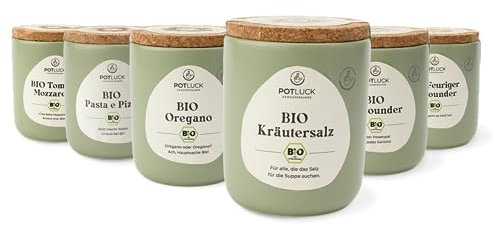 POTLUCK | 6er BIO | Gewürzmischung im Keramiktopf | 390 g | Vegan, glutenfrei und mit natürlichen Inhaltsstoffen