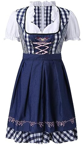 PW TOOLS Traje Alemán para Mujer, Disfraz Carnaval del Oktoberfest Bávaro, Vestido Moda Tradicional Elegante