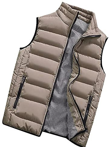 Generisch Herrenwesten Sportlich Elegant, Warme Weste Mit Reißverschluss Taschen Herren Outdoor Softshellwesten Für Sommer Leicht Ärmellose Strickjacke Outdoorwesten Sport (L, Khaki)