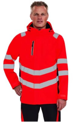 FE Engel Sicherheits Warnschutzparka Shellparker Warnrot/Schwarz Gr. 3XL