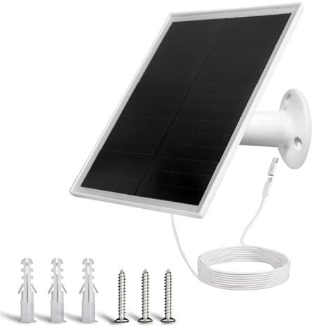 Caricatore a pannello solare da 6 W, pannello solare con porta micro USB e USB-C per fotocamera ricaricabile da esterno DC 5 V, impermeabile IP66, supporto di sicurezza regolabile a 360°, 1 pezzo