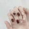 24pcs Short Square False Nails Cute Dog Stick on Nails Burgundy Creamy White Press on Nails Removable Glue-on Nails Full Cover Fake Nails Women Brides Nail Art Accessories