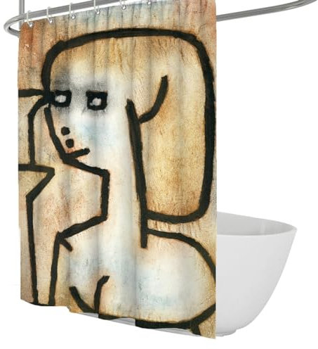 Cortinas de baño de Arte Minimalista Beige Pintura de boceto Abstracto Cortina de baño Impermeable de Tela de poliéster estética con Ganchos 200x220cm