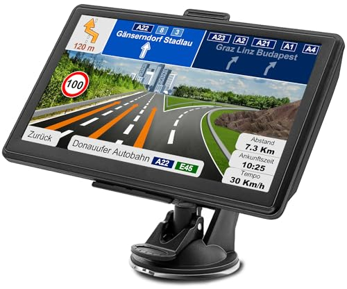 Jimwey Navigationsgerät für Auto 2024 LKW Navi 7 Zoll GPS Navigation für Auto LKW mit Europa UK 52 Karten, Lebenslang kostenloses Kartenupdate, Blitzerwarnung Spracheführung POI Fahrspurassistent